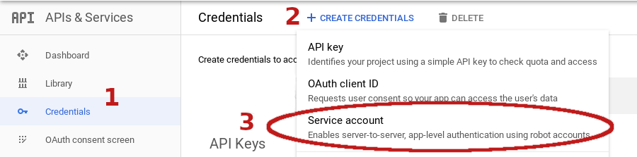 Create Service Account Screenshot